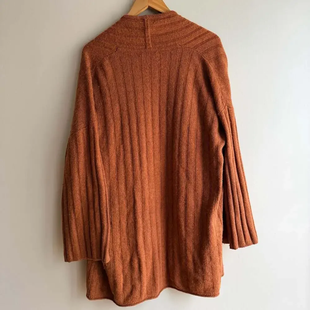 Madewell Piedmont Ribbed Cardigan Sweater in Rust Orange- Size Large - Picture 7 of 7